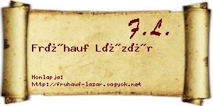 Frühauf Lázár névjegykártya